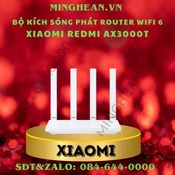 Bộ kích sóng phát Router Wifi 6 Xiaomi Redmi AX3000T mesh, băng tần kép