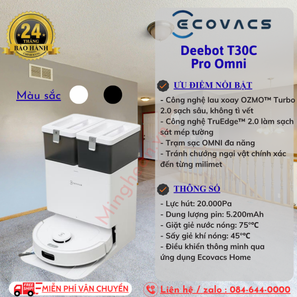 Robot hút bụi lau nhà Ecovacs Deebot T30C 2026 – Bản Quốc Tế