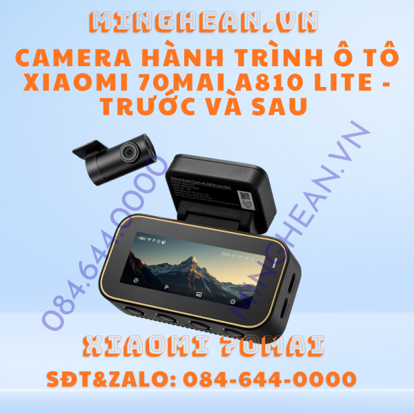 Camera hành trình ô tô Xiaomi 70mai A810 Lite - Trước và Sau