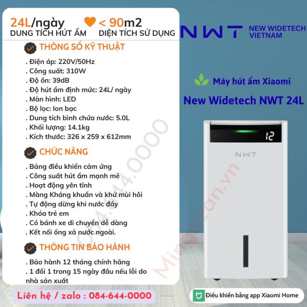Máy hút ẩm thông minh Xiaomi New Widetech NWT 24L