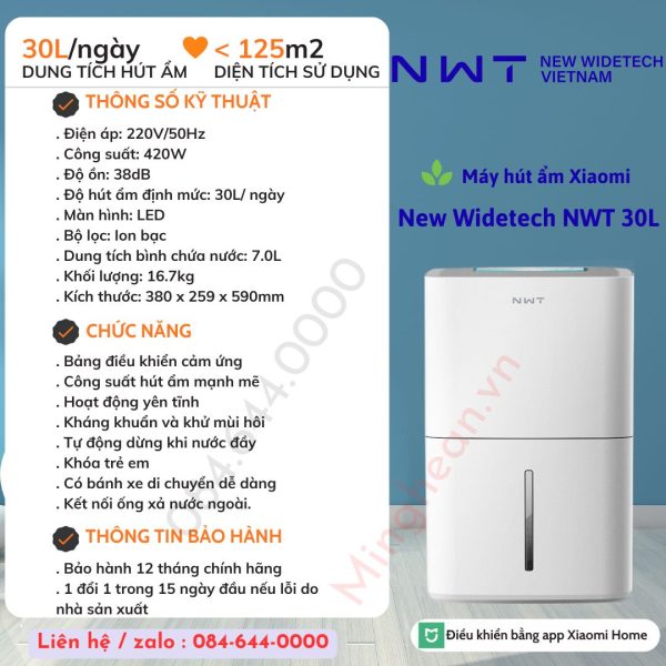 Máy hút ẩm thông minh Xiaomi New Widetech 30L